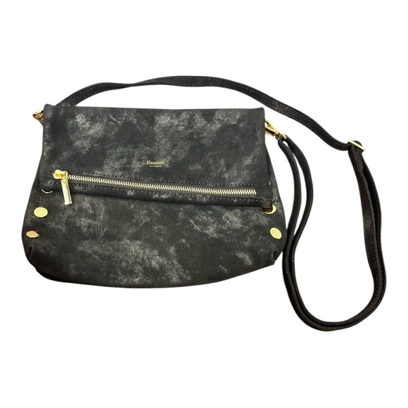 Hammitt Handbags - Hammitt  Brown Suede Crossbody Gold Tone Hardware Red Interior EUC